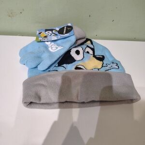 NWT Bluey Disney Boys One Size Hat and Gloves Set Kids Beanie Outerwear